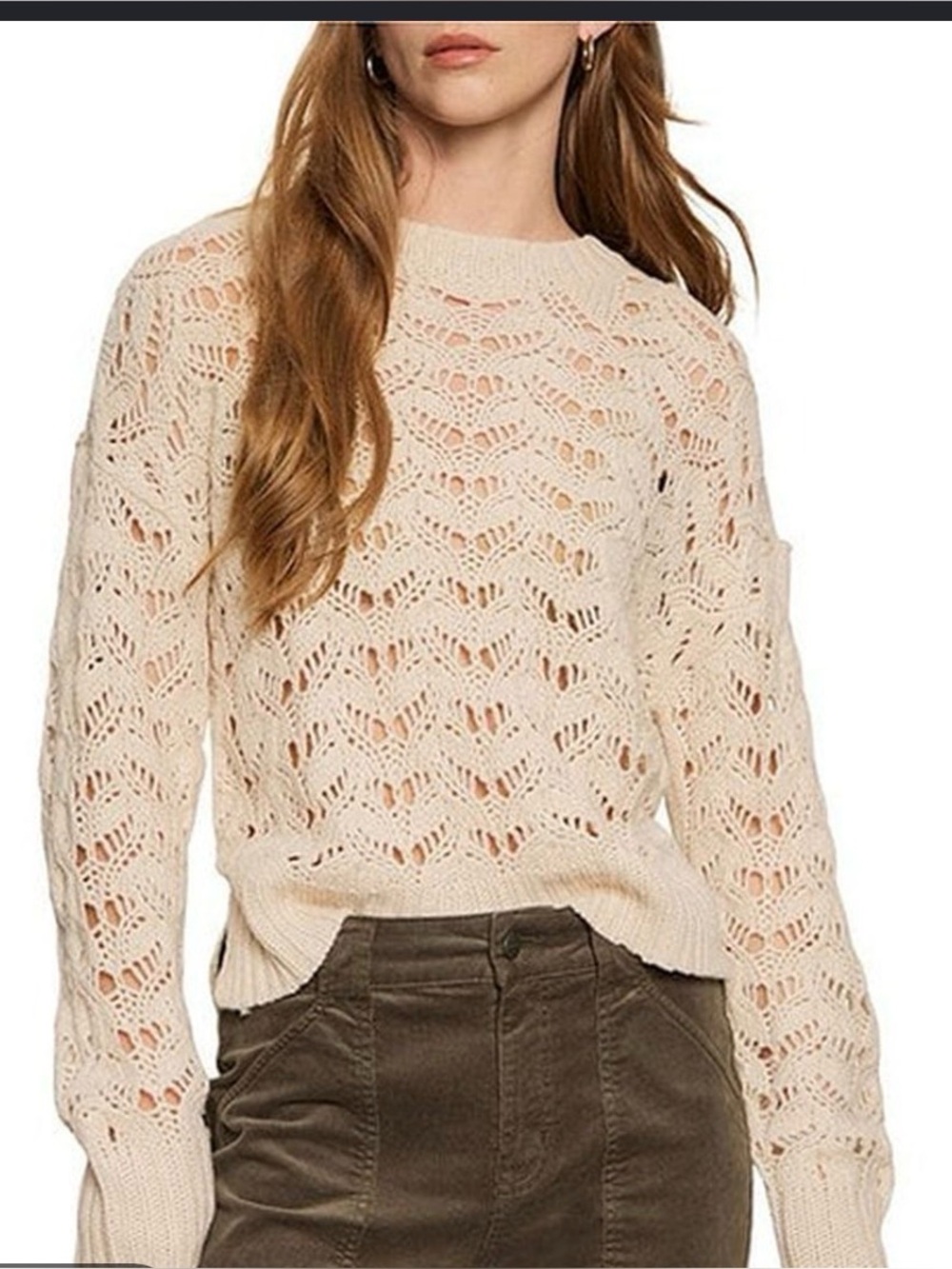 Sanctuary Boheme Open-Knit Cream Crewneck Sweater
